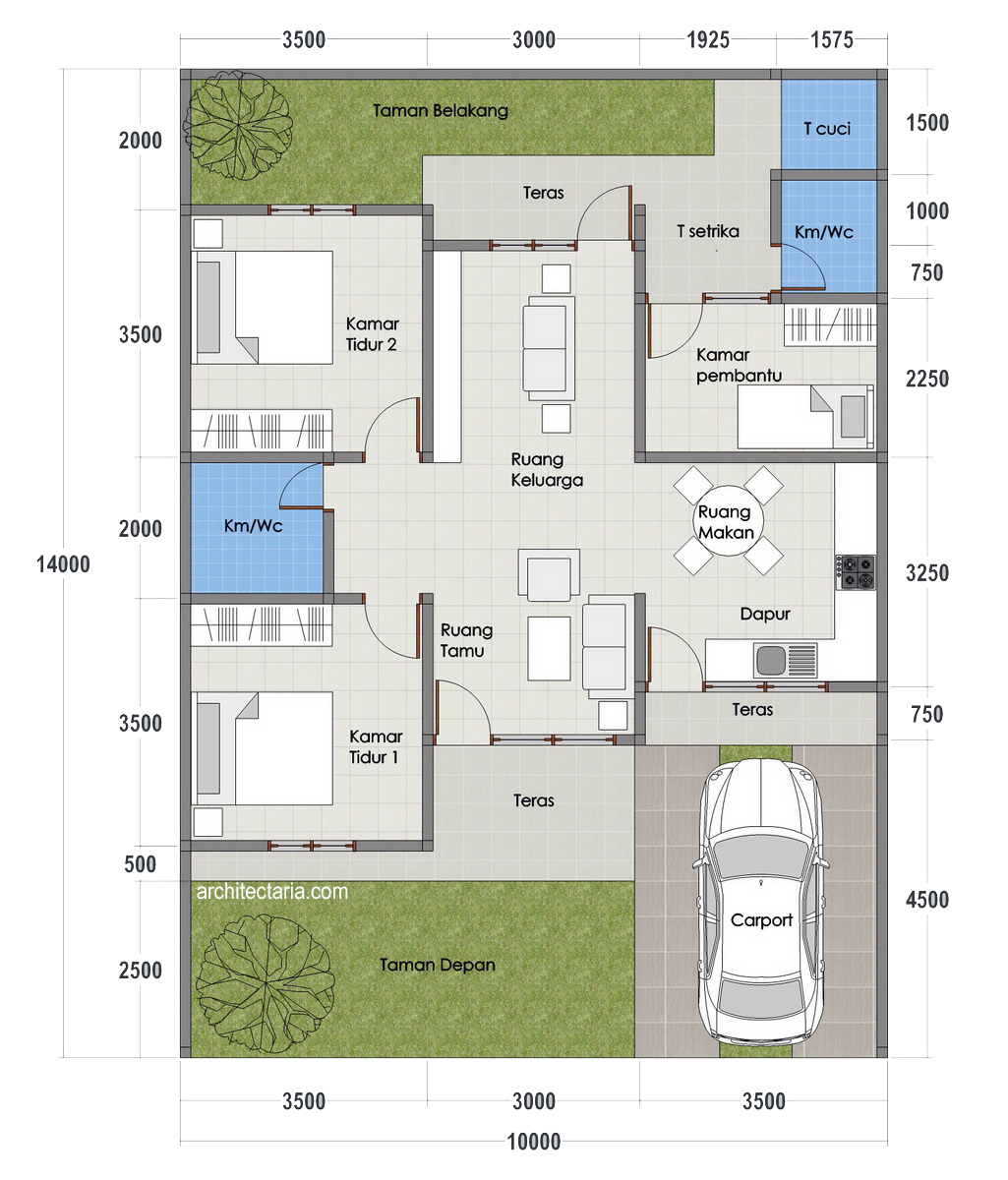 Gambar 2 – Denah/Layout Rumah Type 70 (Klik Pada Gambar Untuk 