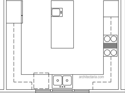   Mendesain Interior Ruang Dapur dengan Desain Berbentuk U
(U-shaped 